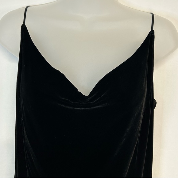 Womens Long Velvet Dress Sz 6 Sleeveless Cowl Neck Silk Blend Formal Black - Picture 3 of 11